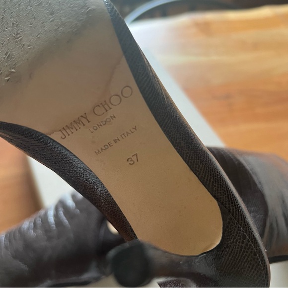 Jimmy Choo IDAHO Lizard Print Leather High Knee pointed toe Boots Size 37 - Picture 5 of 10